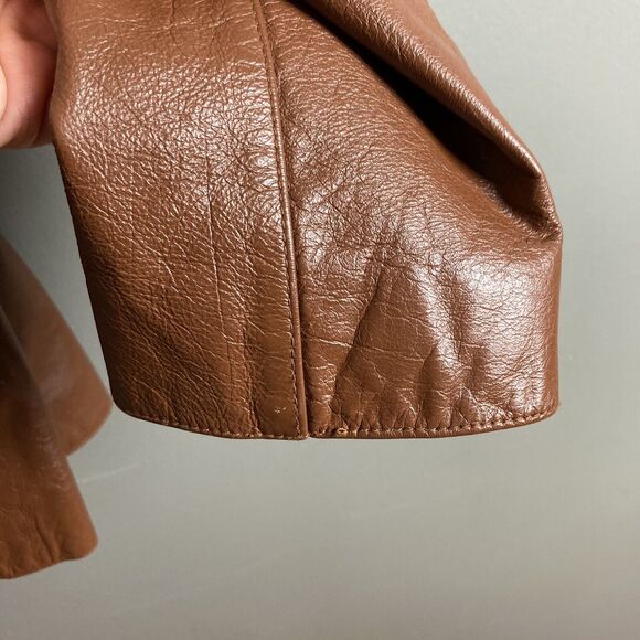 Wilsons Leather Jacket Women's M Medium Brown Tobacco Coat pointed collar - Picture 11 of 12